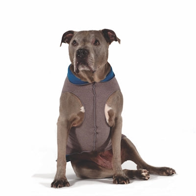 Duluth Double Fleece Pullover Dog Sweater - Charcoal/Marine Blue