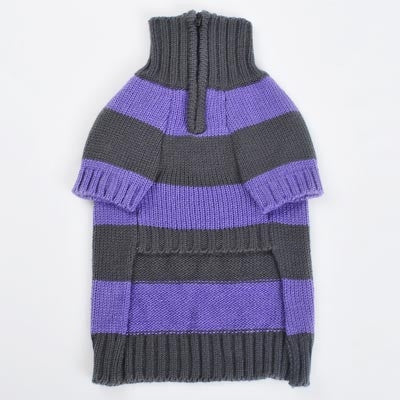 Sporty Stripe Turtleneck Dog Sweater - Purple