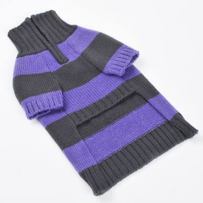 Sporty Stripe Turtleneck Dog Sweater - Purple