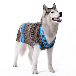 City V-Neck Dog Sweater - Blue