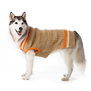 City V-Neck Dog Sweater - Beige