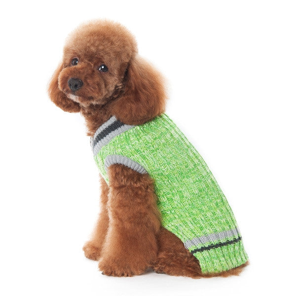 City V-Neck Dog Sweater - Green