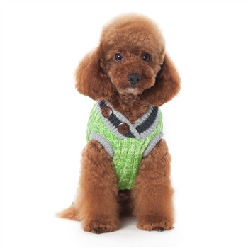 City V-Neck Dog Sweater - Green