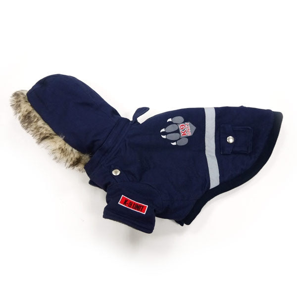 Blue Police Dog Jacket With Removable Hood