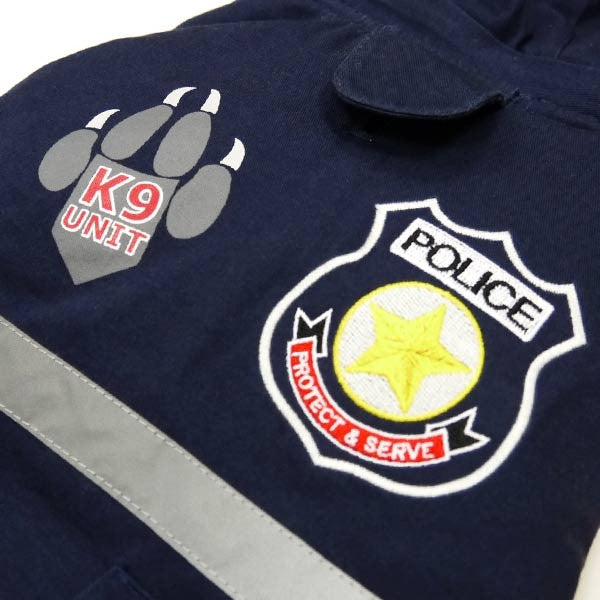 Blue Police Dog Jacket With Removable Hood