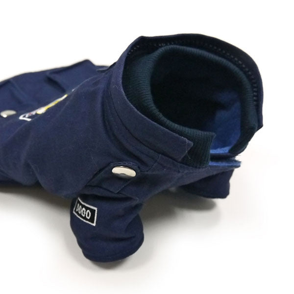Blue Police Dog Jacket With Removable Hood