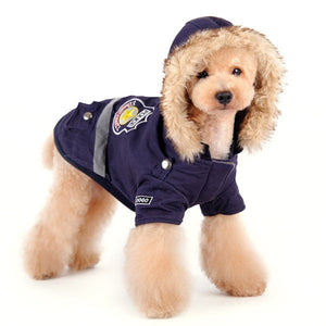 Blue Police Dog Jacket With Removable Hood