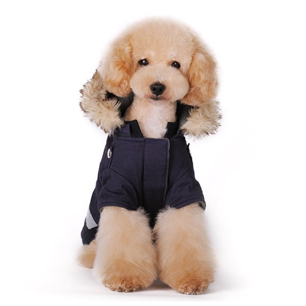 Blue Police Dog Jacket With Removable Hood