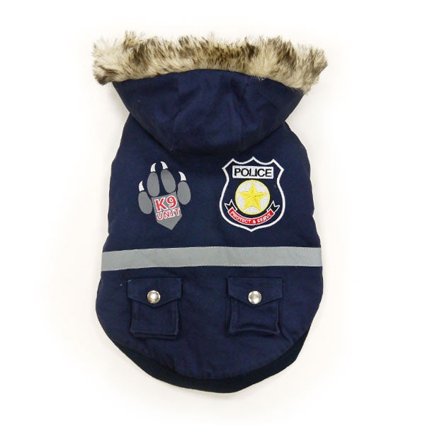 Blue Police Dog Jacket With Removable Hood