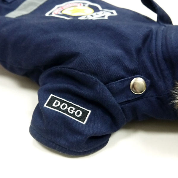 Blue Police Dog Jacket With Removable Hood