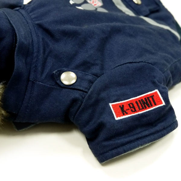 Blue Police Dog Jacket With Removable Hood