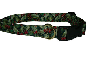 Elmo's Closet Gilded Holly Berries Dog Collar
