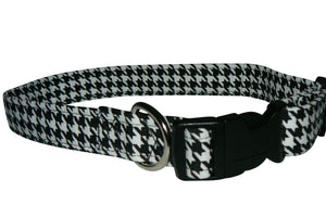 Elmo's Closet Black & White Houndstooth Dog Collar