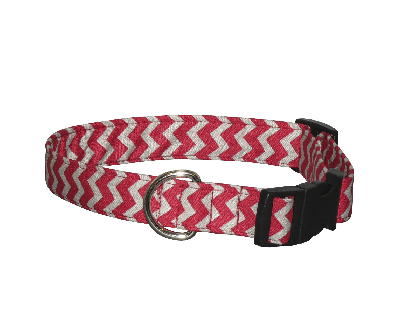 Elmo's Closet Red & Gray Chevron Dog Collar