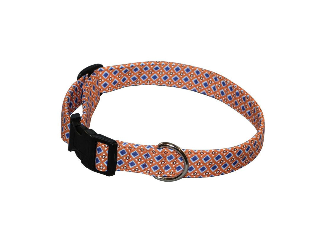 Elmo's Closet Orange & Blue Foulard Dog Collar