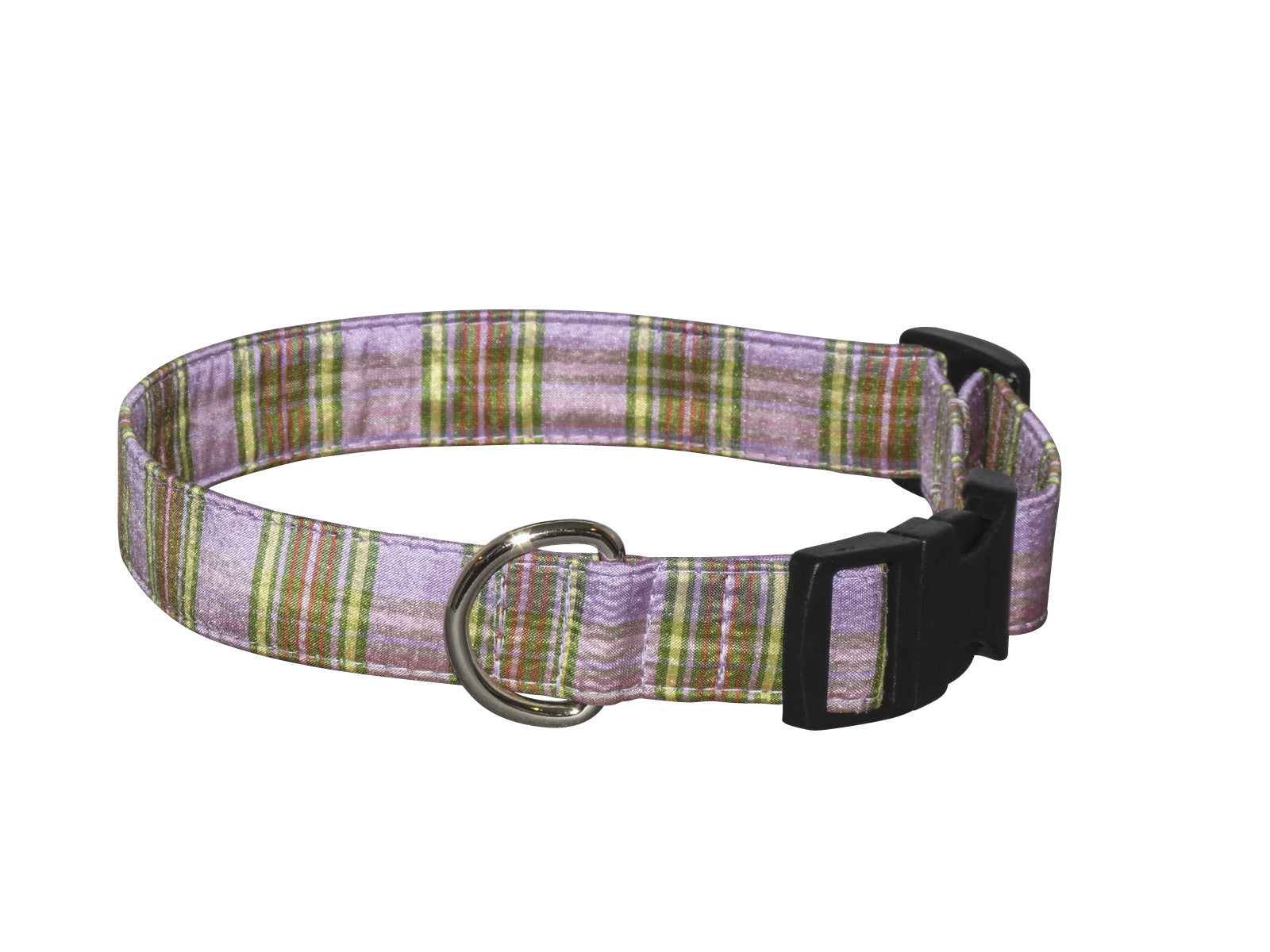 Elmo’s Closet Silk Dog Collar - Lavender Plaid