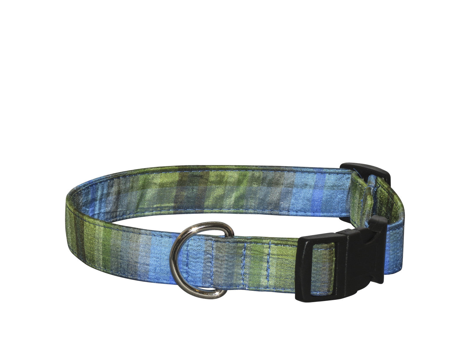 Elmo’s Closet Silk Dog Collar - Blue & Green Plaid