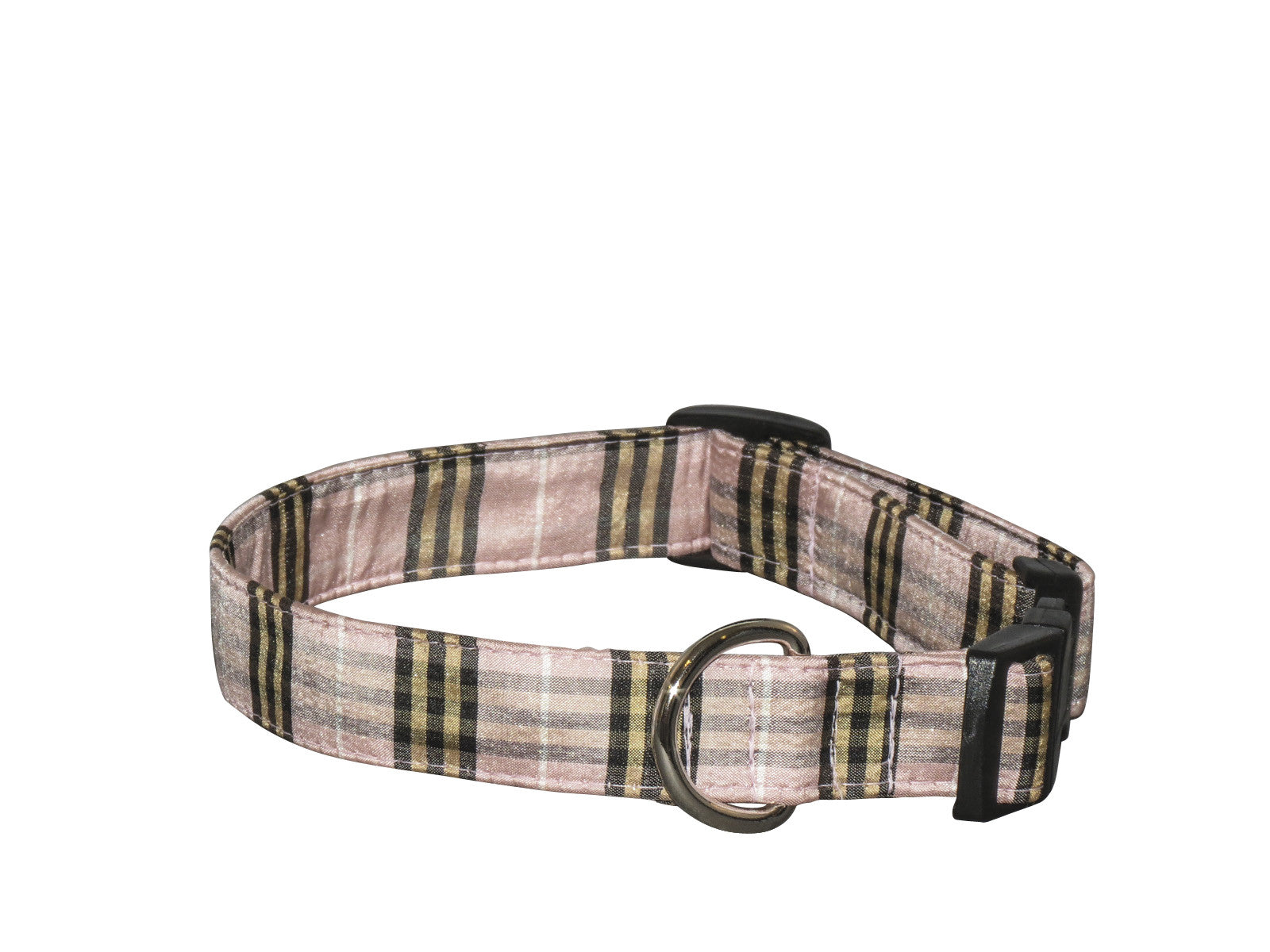 Elmo's Closet Preppy Pink Plaid Dog Collar