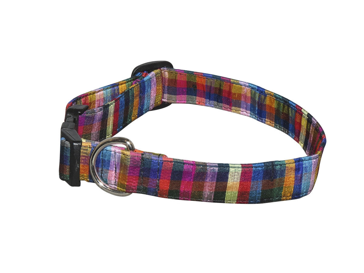 Elmo’s Closet Silk Dog Collar - Multi Plaid