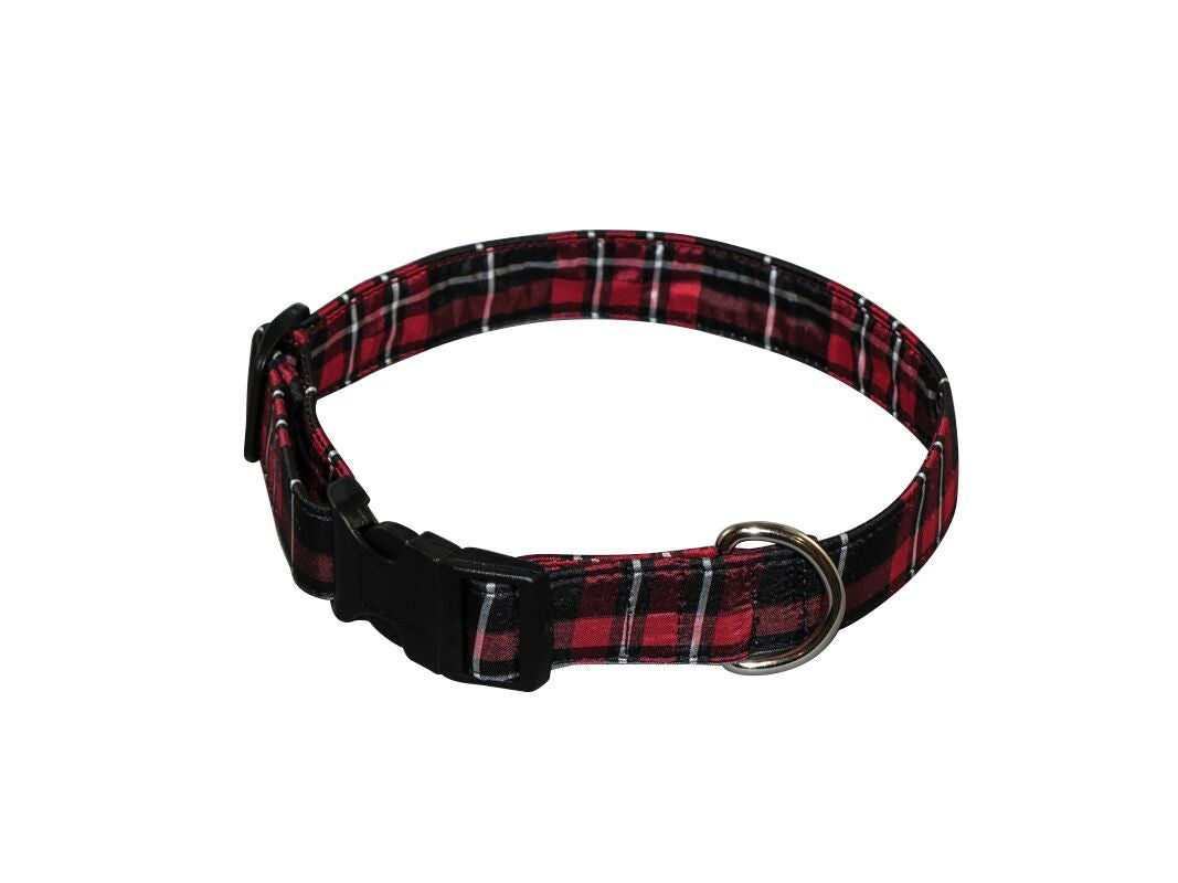 Elmo’s Closet Silk Dog Collar - Red & Black Plaid