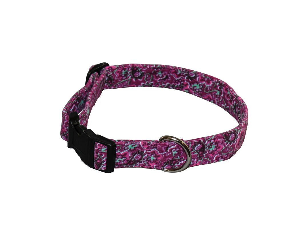 Elmo's Closet Fuchsia Paisley Dog Collar