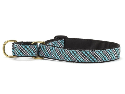 Up Country Aqua Plaid Martingale Dog Collar