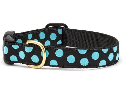 Up Country Black Aqua Dot Dog Collar