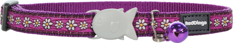 Red Dingo Designer Cat Safety Collar - Daisy Chain (Purple)