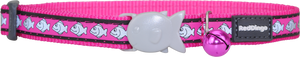 Red Dingo Reflective Cat Safety Collar - Hot Pink Fish