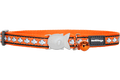 Red Dingo reflective cat safety collar, orange with fish pattern and buckle detail