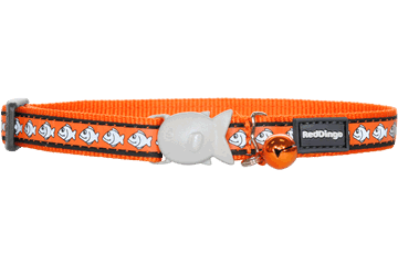Red Dingo Reflective Cat Safety Collar - Orange Fish