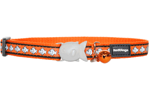 Red Dingo Reflective Cat Safety Collar - Orange Fish
