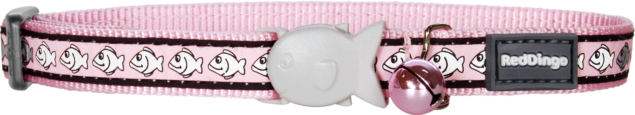 Red Dingo Reflective Cat Safety Collar - Pink Fish