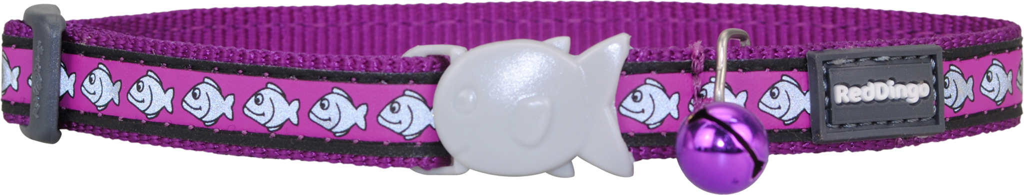 Red Dingo Reflective Cat Safety Collar - Purple Fish