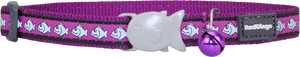 Red Dingo Reflective Cat Safety Collar - Purple Fish