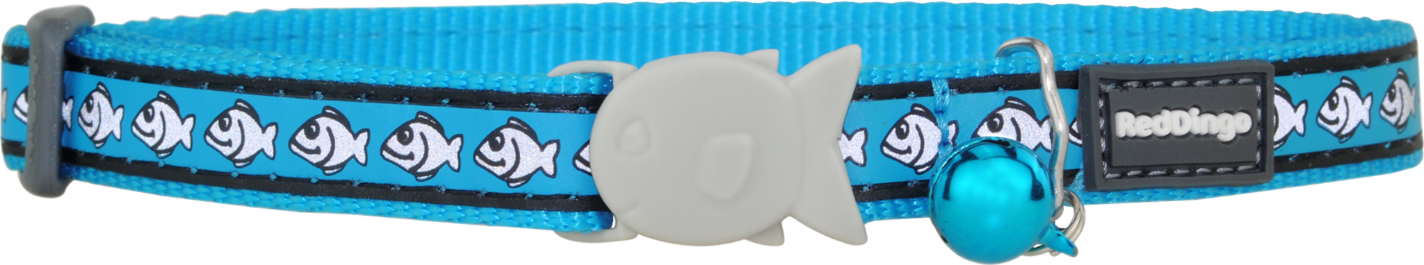 Red Dingo Reflective Cat Safety Collar - Turquoise Fish