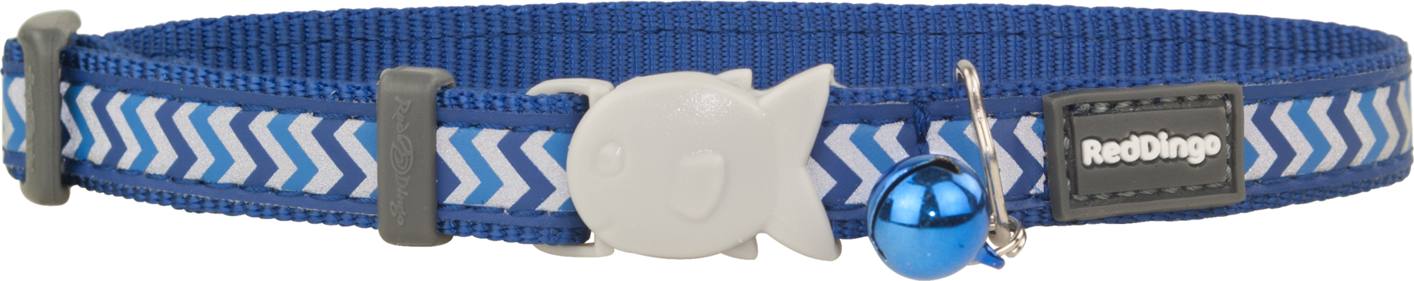 Red Dingo Reflective Cat Safety Collar - Dark Blue Ziggy