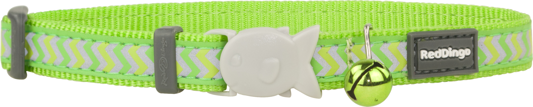 Red Dingo Reflective Cat Safety Collar - Lime Green Ziggy