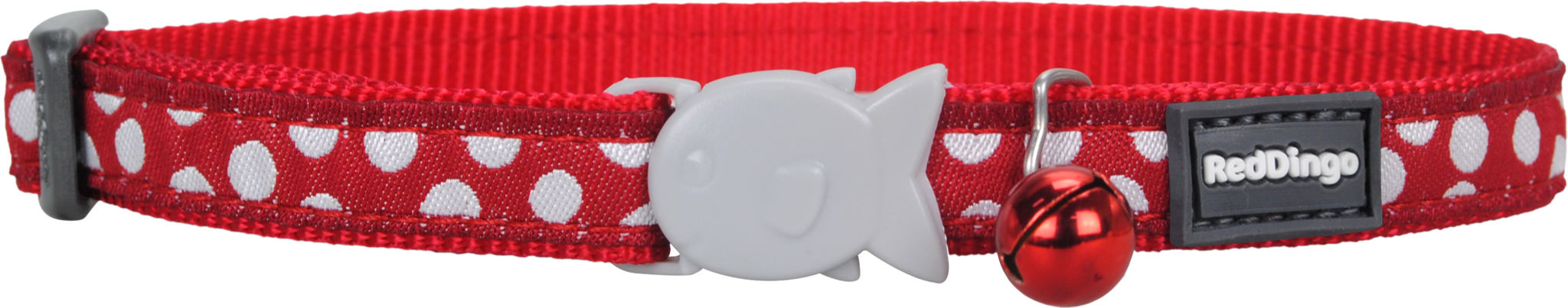 Red Dingo Designer Cat Safety Collar - Polka Dot (White on Red)
