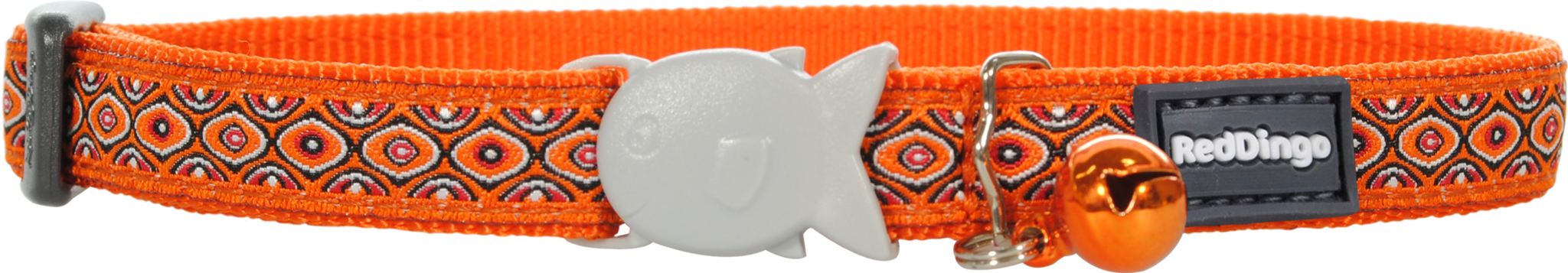 Red Dingo Designer Cat Safety Collar - Snake Eyes (Orange)