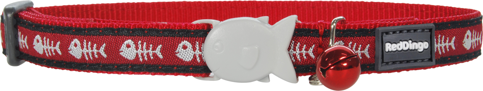 Red Dingo Designer Cat Safety Collar - Fish Bones (Red)