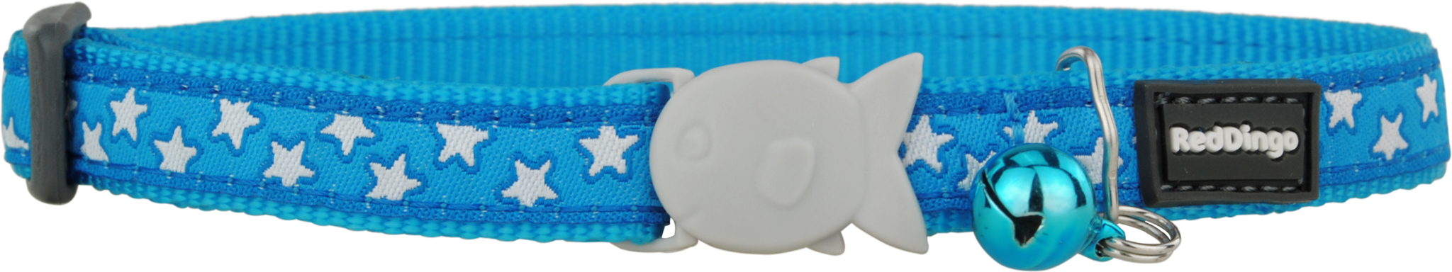 Red Dingo Designer Cat Safety Collar - Star (White on Turquoise)