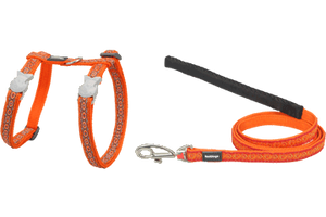 Red Dingo Designer Cat Harness and Lead Combo - Snake Eyes Orange
