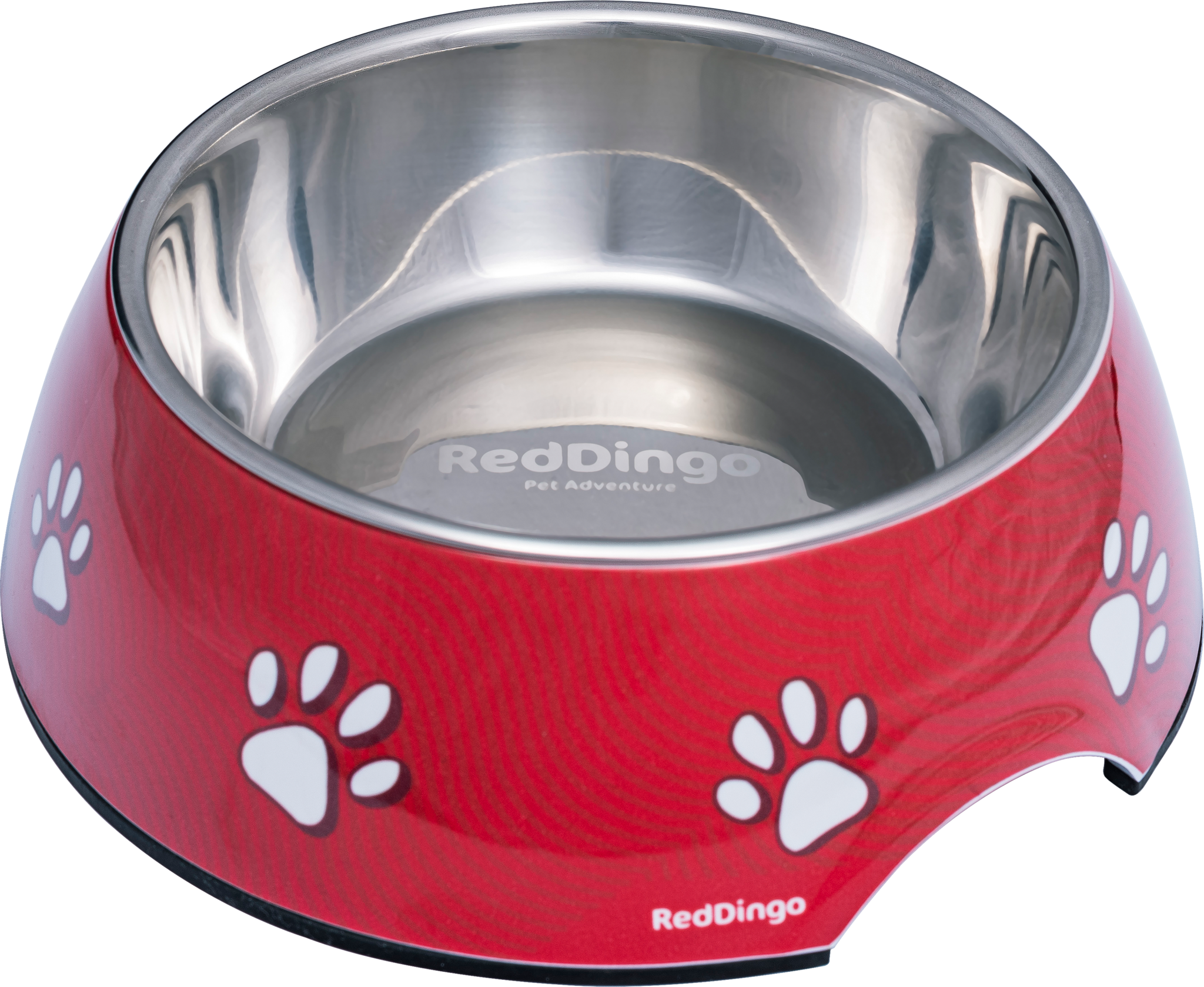 Red Dingo Premium 2-in-1 Dog Bowl - Pawprint Red