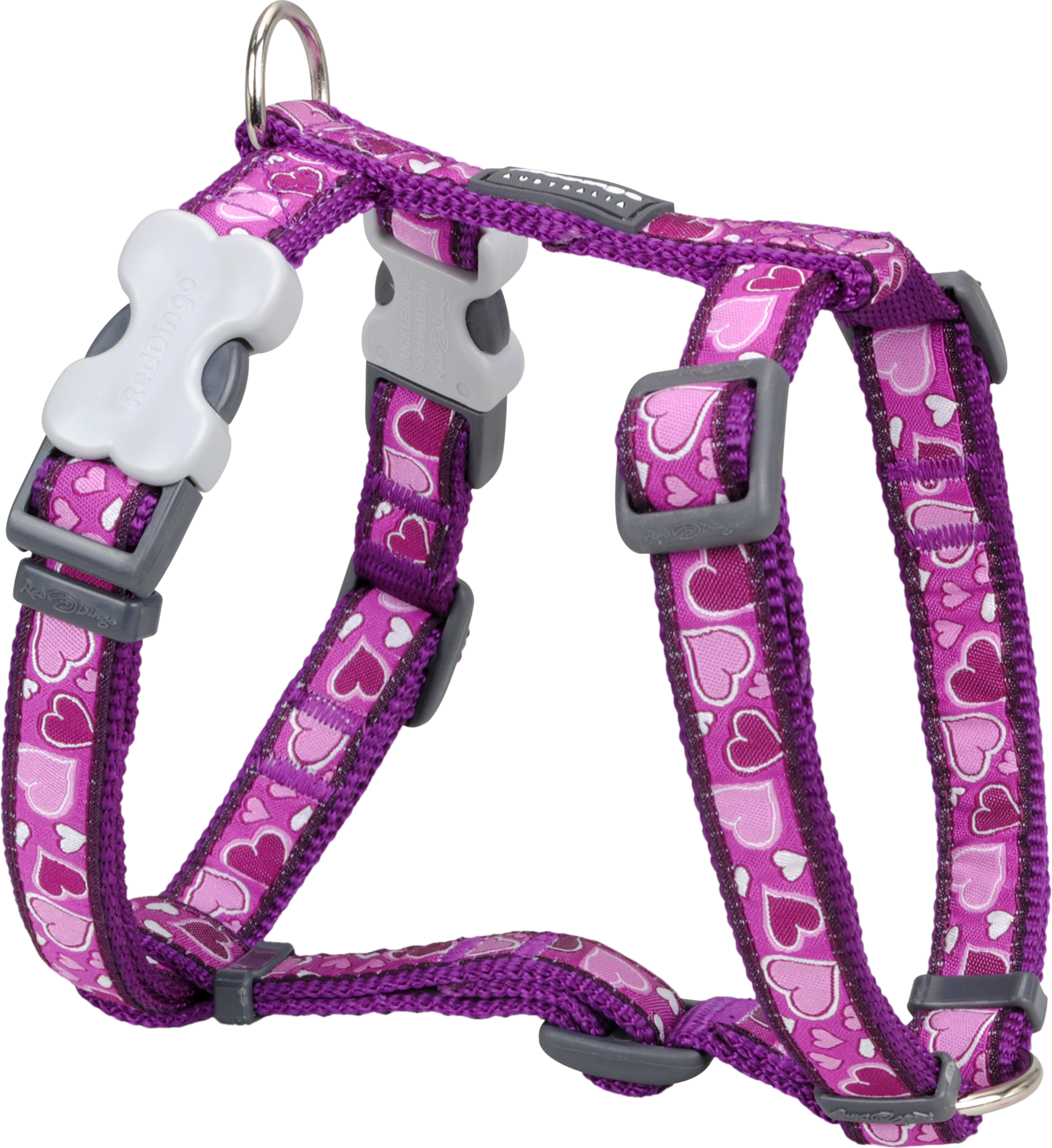 Red Dingo Designer Dog Harness - Breezy Love (Purple)
