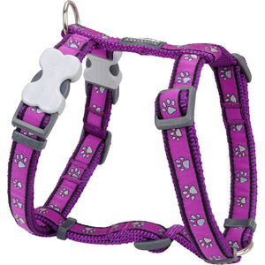 Red Dingo Designer Dog Harness - Purple Pawprints