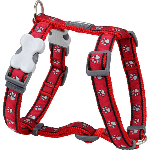 Red Dingo Designer Dog Harness - Red Pawprints