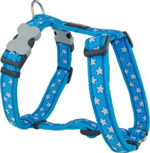 Red Dingo Designer Dog Harness - Stars (White on Turquoise)