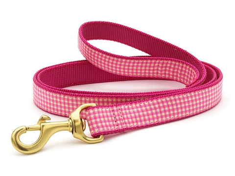 Up Country Pink Gingham Dog Leash
