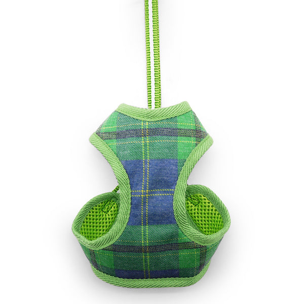 EasyGO Soft Step-In Dog Harness - Blue/Green Plaid